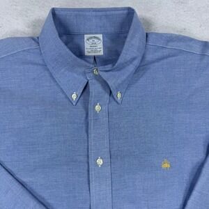 Brooks Brothers 1818 Regent Shirt Mens XL Blue Supima Cotton Non-Iron Oxford